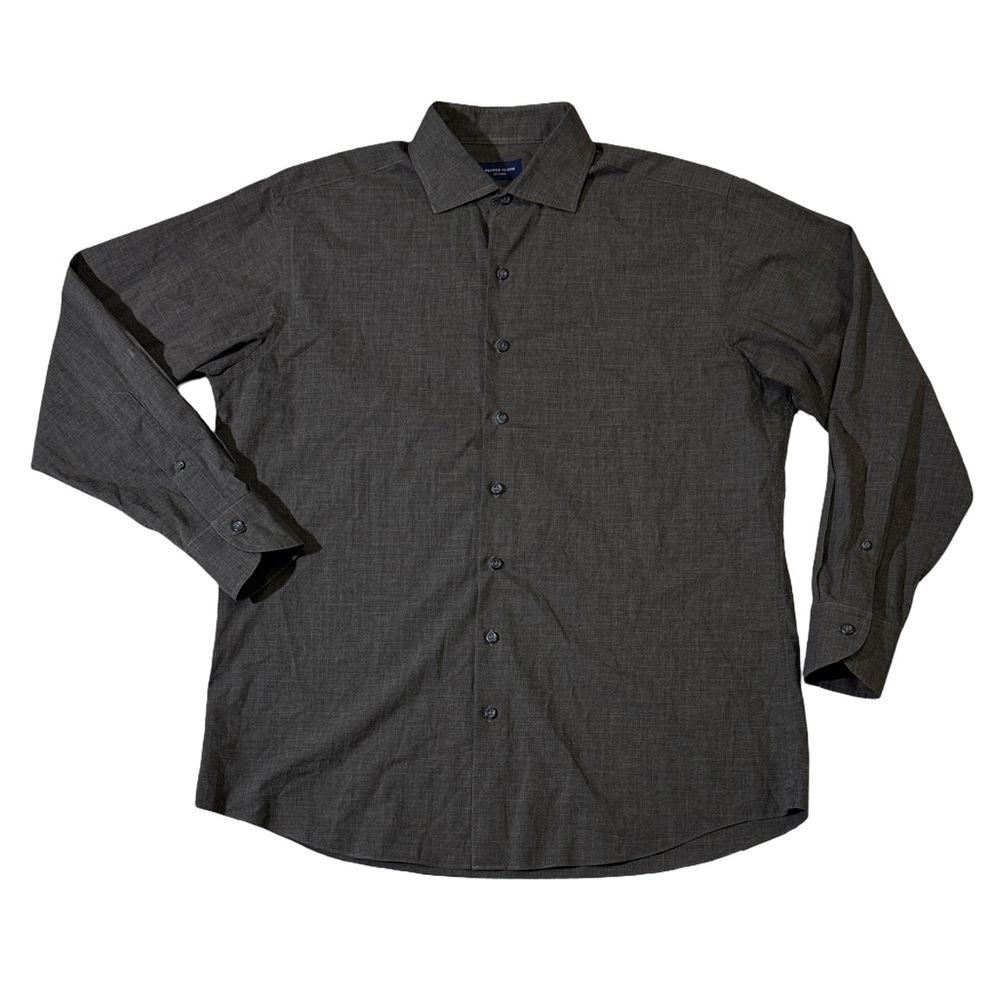 Proper Cloth mens 16 charcoal gray solid cotton lightweight dress shirt EUC
